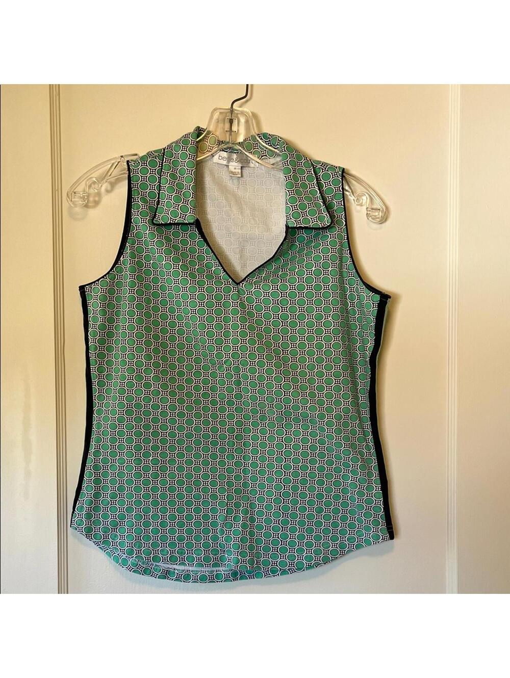 Bette & Court Green Patterned Sleeveless Top Golf Athletic Tank
